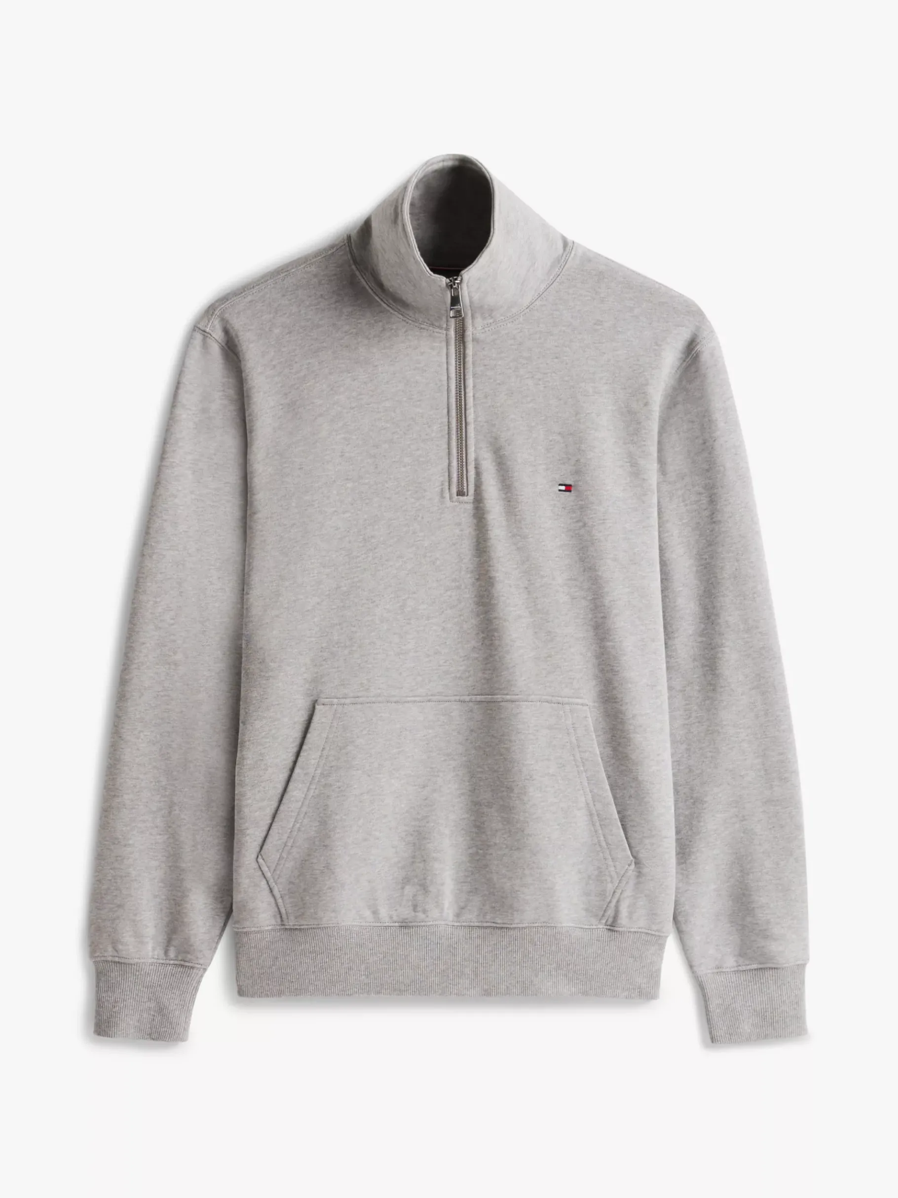 Tommy Hilfiger Flag-Sweatshirt mit Viertel-Reißverschluss MEDIUM GREY HEATHER New