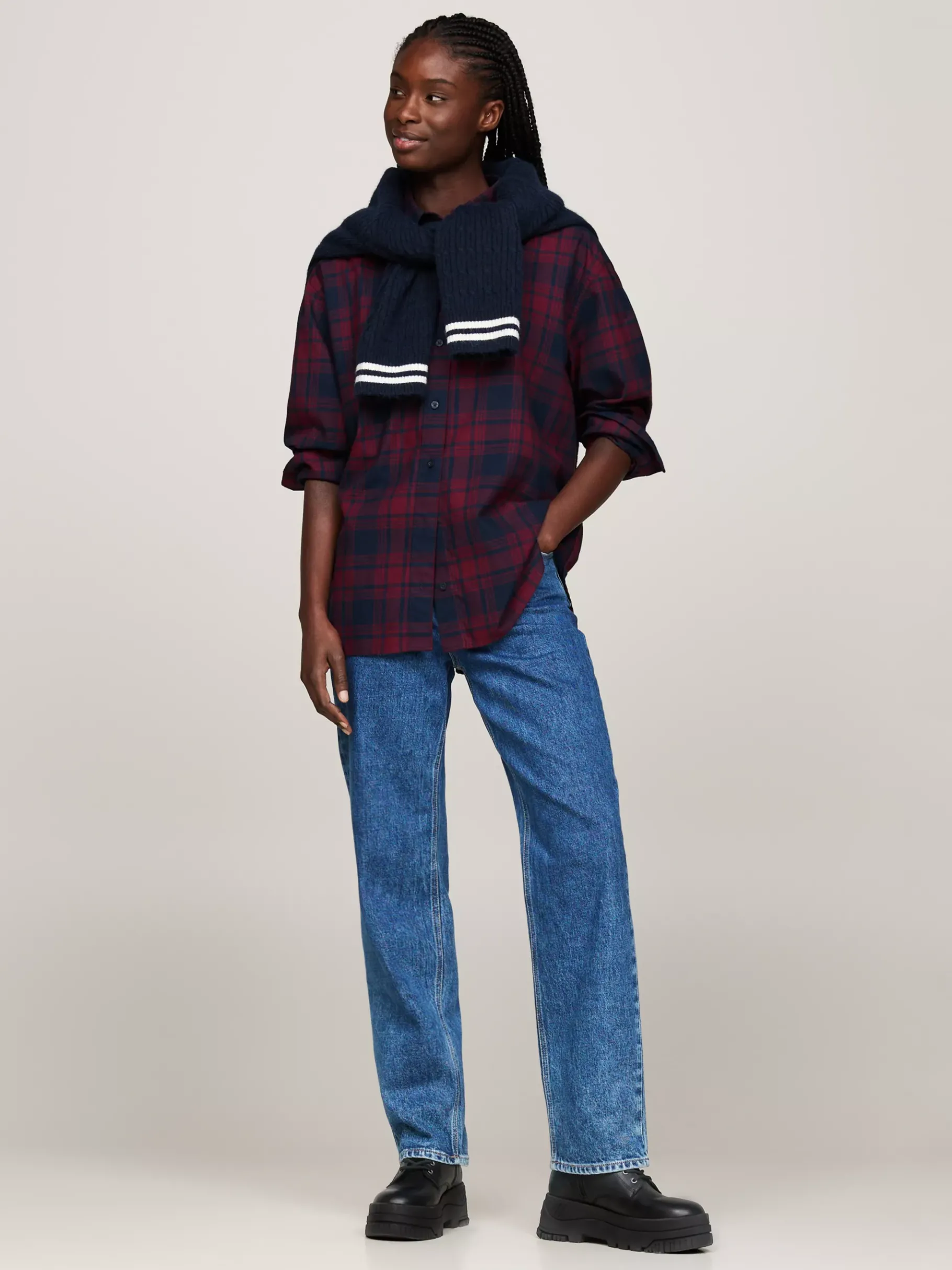 Tommy Hilfiger Flatform-Schnürstiefel aus Leder BLACK Flash Sale