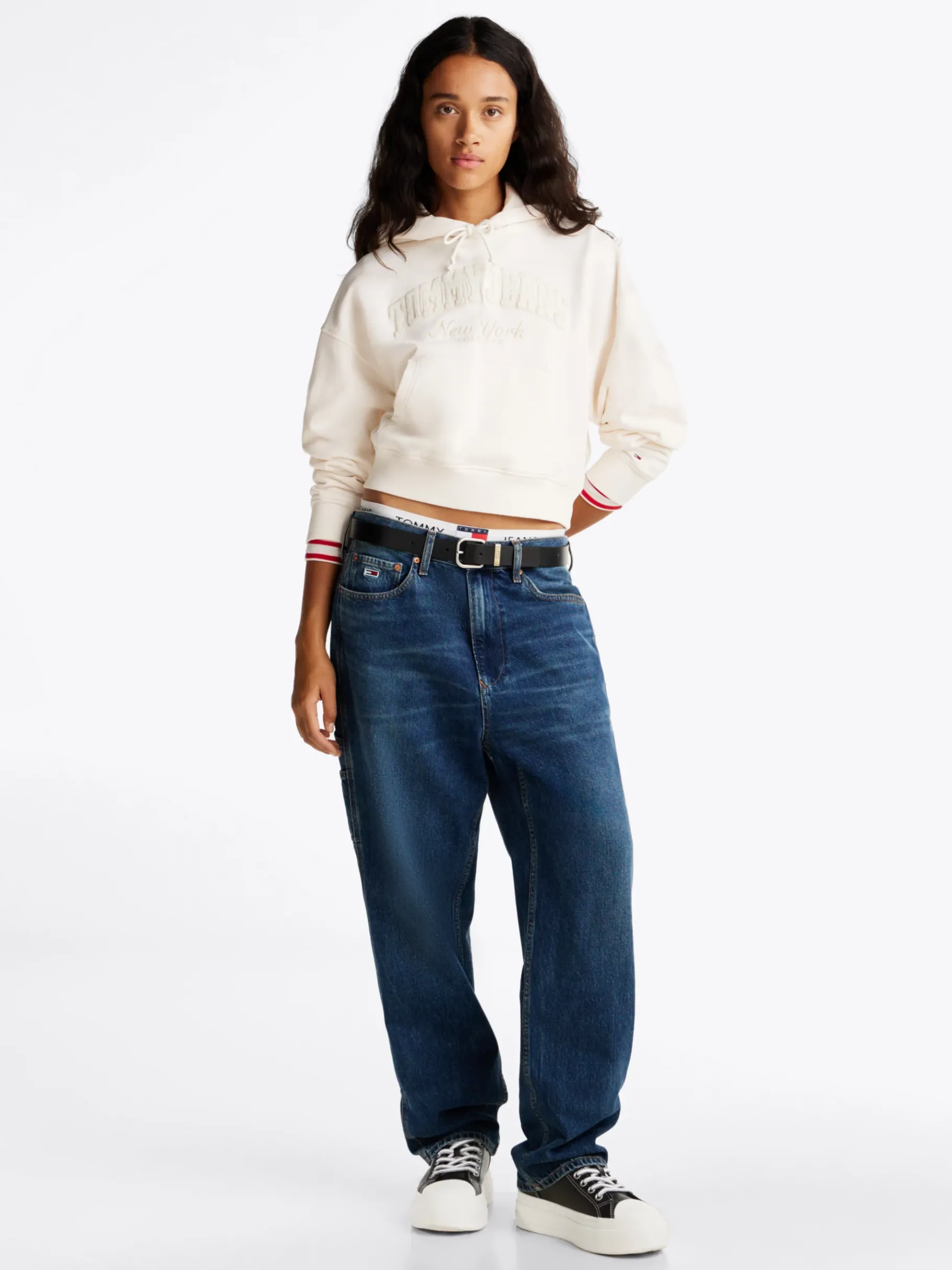 Tommy Hilfiger Flatform-Sneaker aus Leder mit Kontrast-Naht BLACK Flash Sale