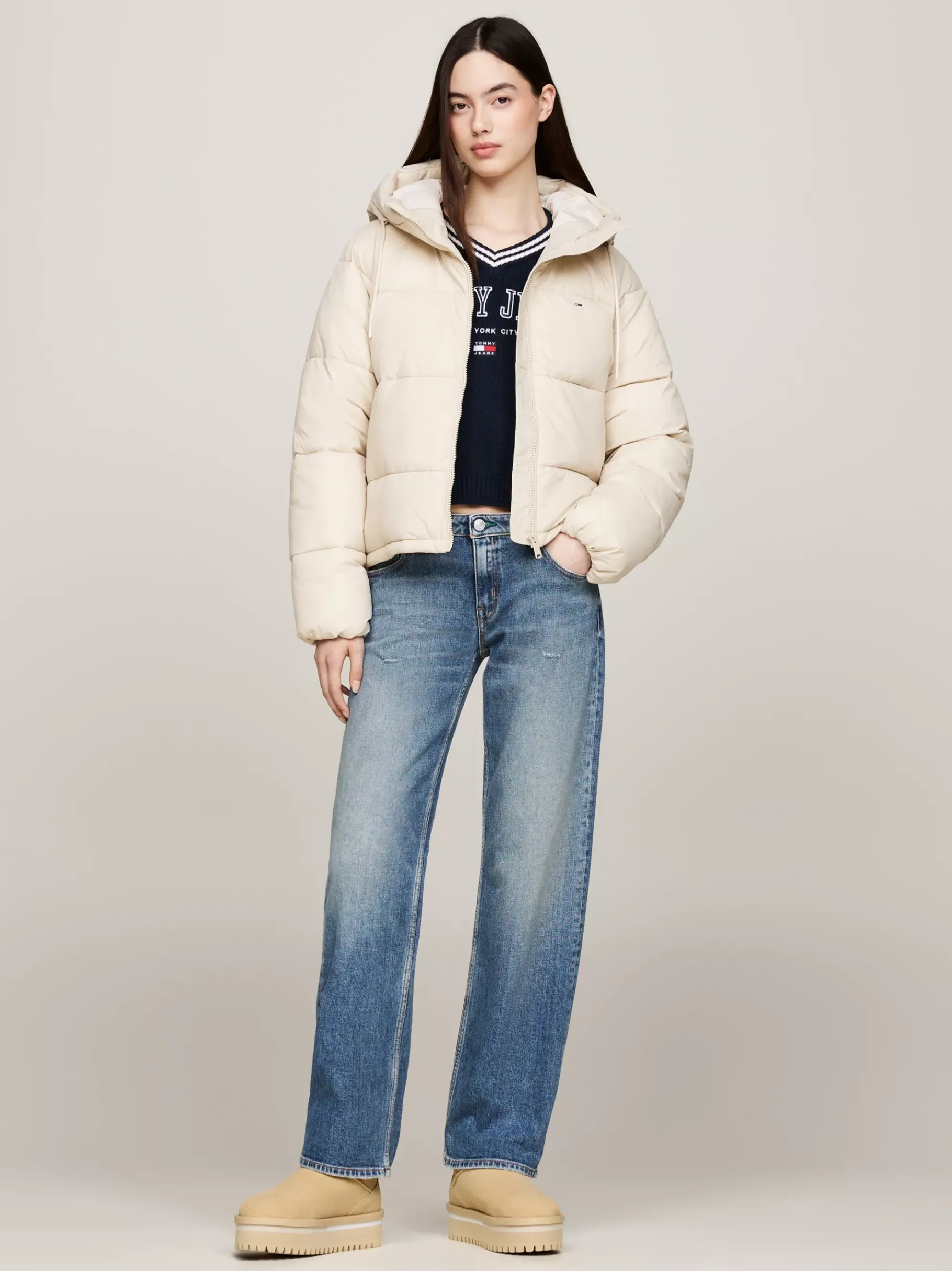 Tommy Hilfiger Flatform-Wildlederstiefel mit warmem Futter GENTLE GOLD Outlet