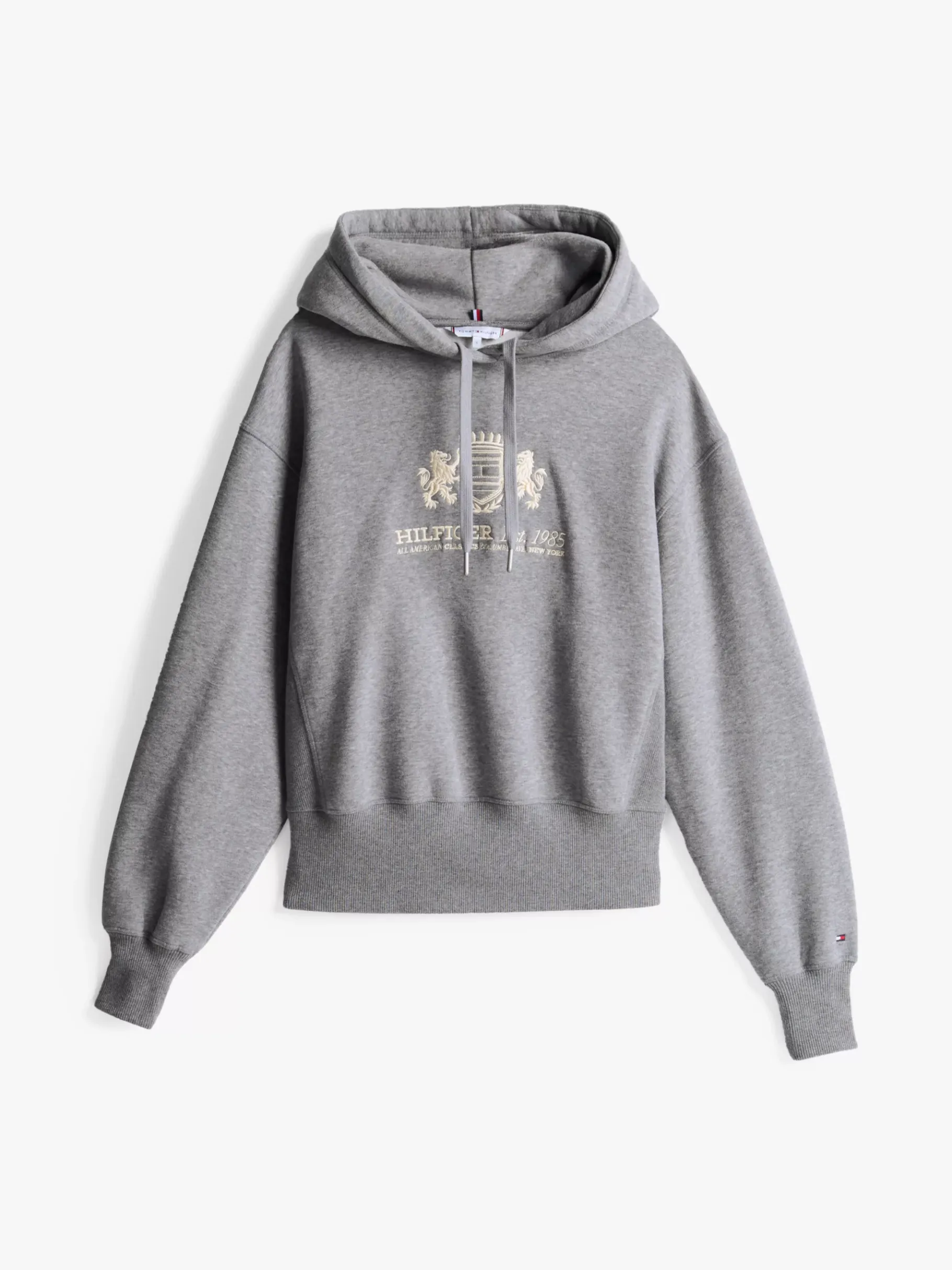 Tommy Hilfiger Fleece-Hoodie mit Tunnelzug und Logo MID GREY HEATHER New