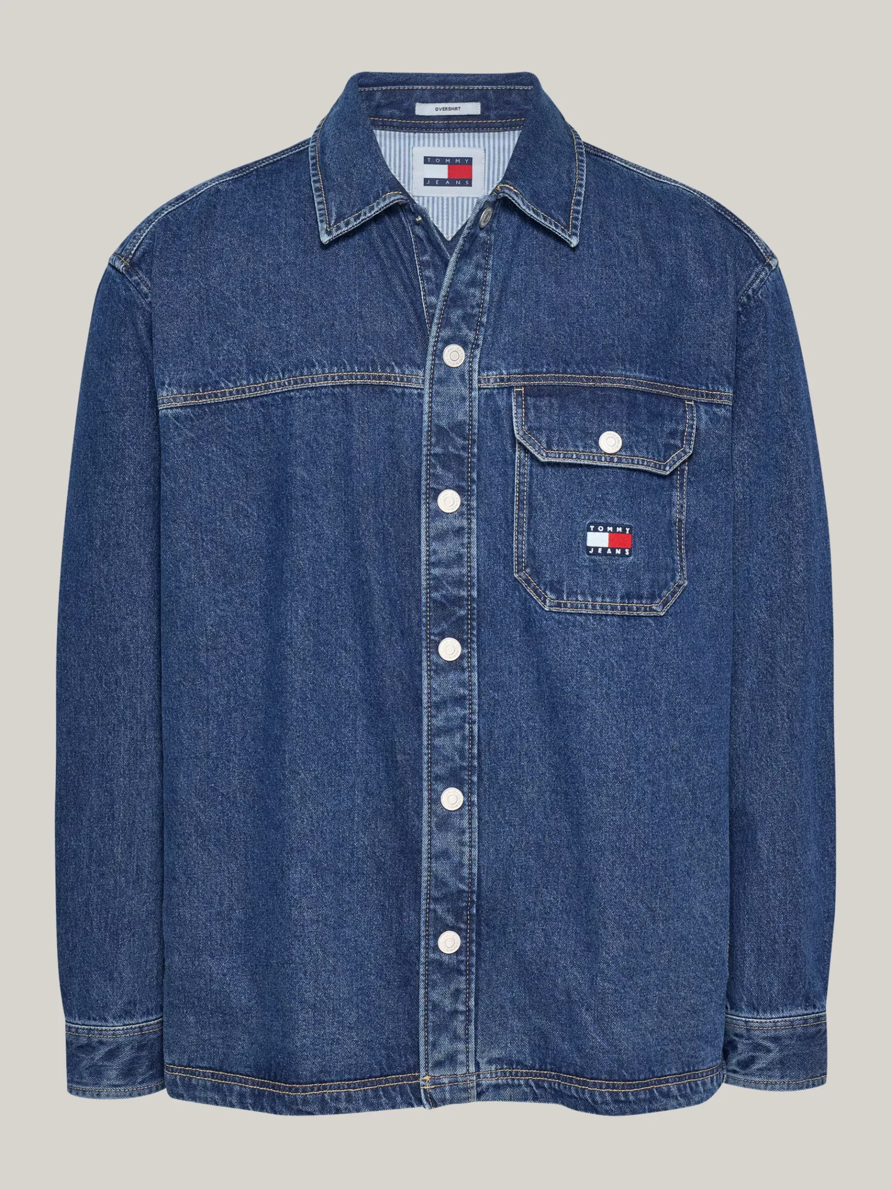 Tommy Hilfiger Freizeit-Overshirt aus Denim mit Pattentasche MID INDIGO Flash Sale