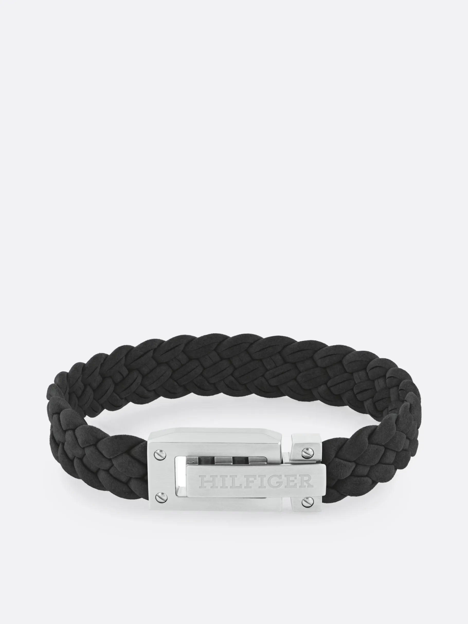 Tommy Hilfiger Geflochtenes Armband aus schwarzem Leder BLACK Shop