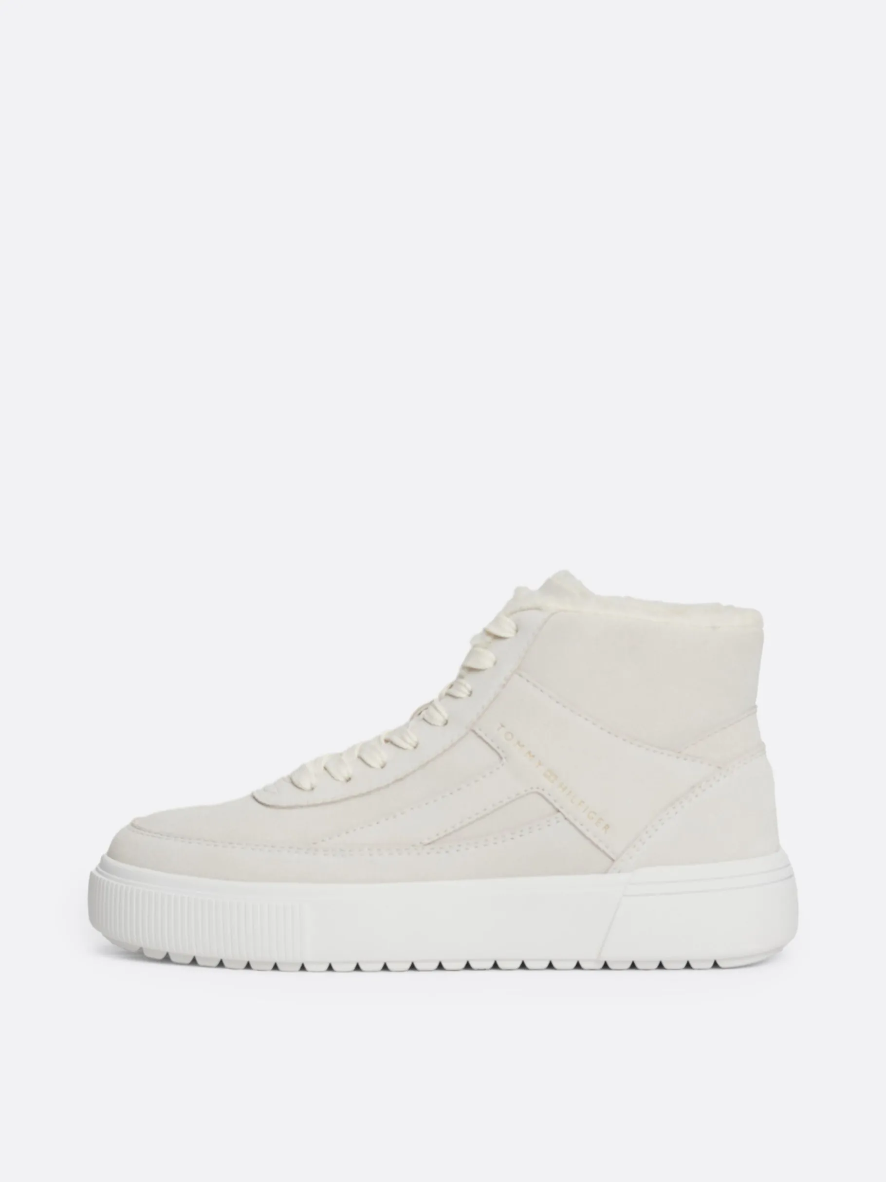 Tommy Hilfiger Gefütterter High-Top Sneaker aus Wildleder ANCIENT WHITE Best Sale