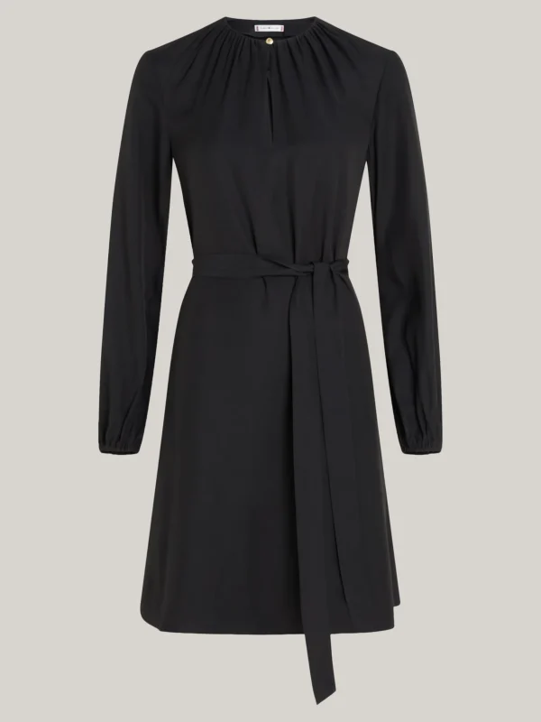 Tommy Hilfiger Gerafftes Fit-and-Flare-Minikleid BLACK Discount