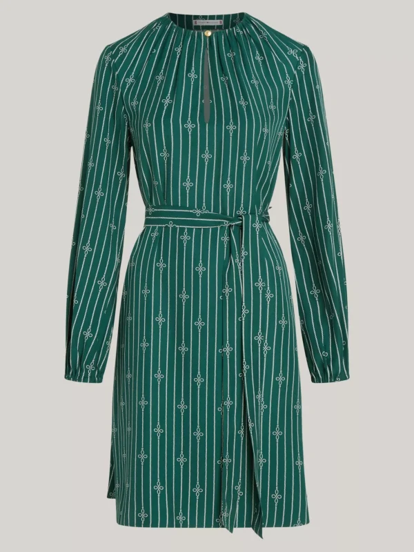 Tommy Hilfiger Gerafftes Fit-and-Flare-Minikleid ROPE STRIPE KNOT/ GREEN Cheap