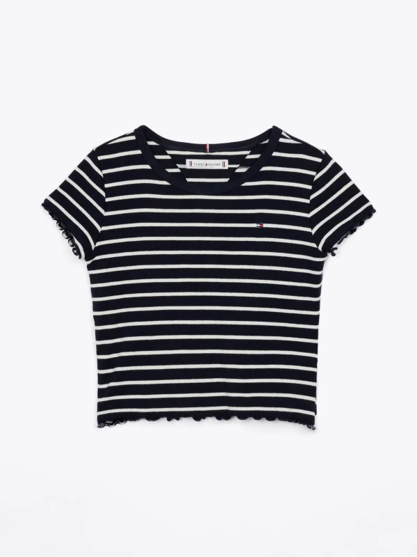 Tommy Hilfiger Geripptes Extra Slim Fit T-Shirt mit Streifen BLUE BASE WHITE STRIPE Best Sale