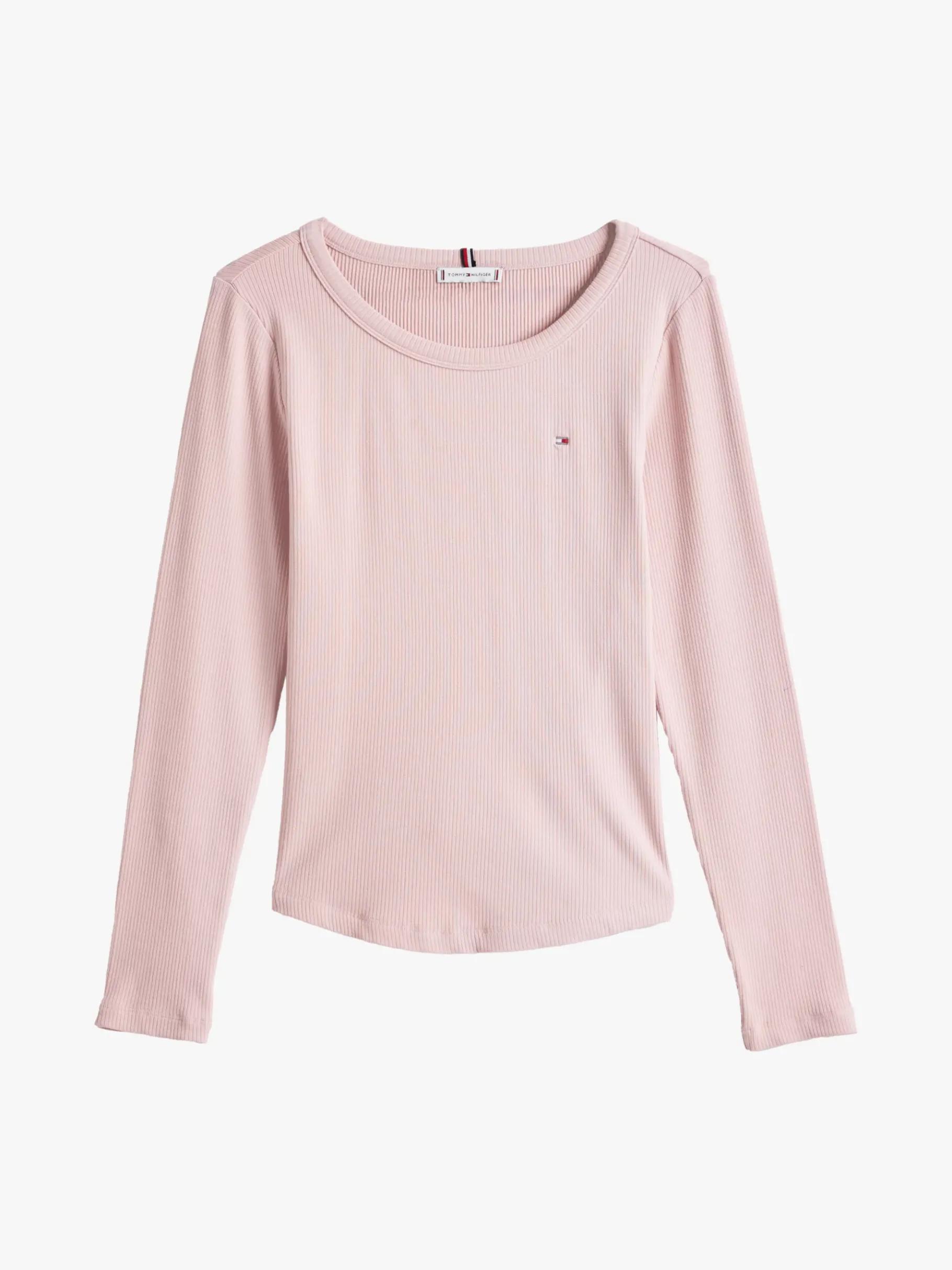 Tommy Hilfiger Geripptes Slim Fit Langarmshirt FOGGY PINK New