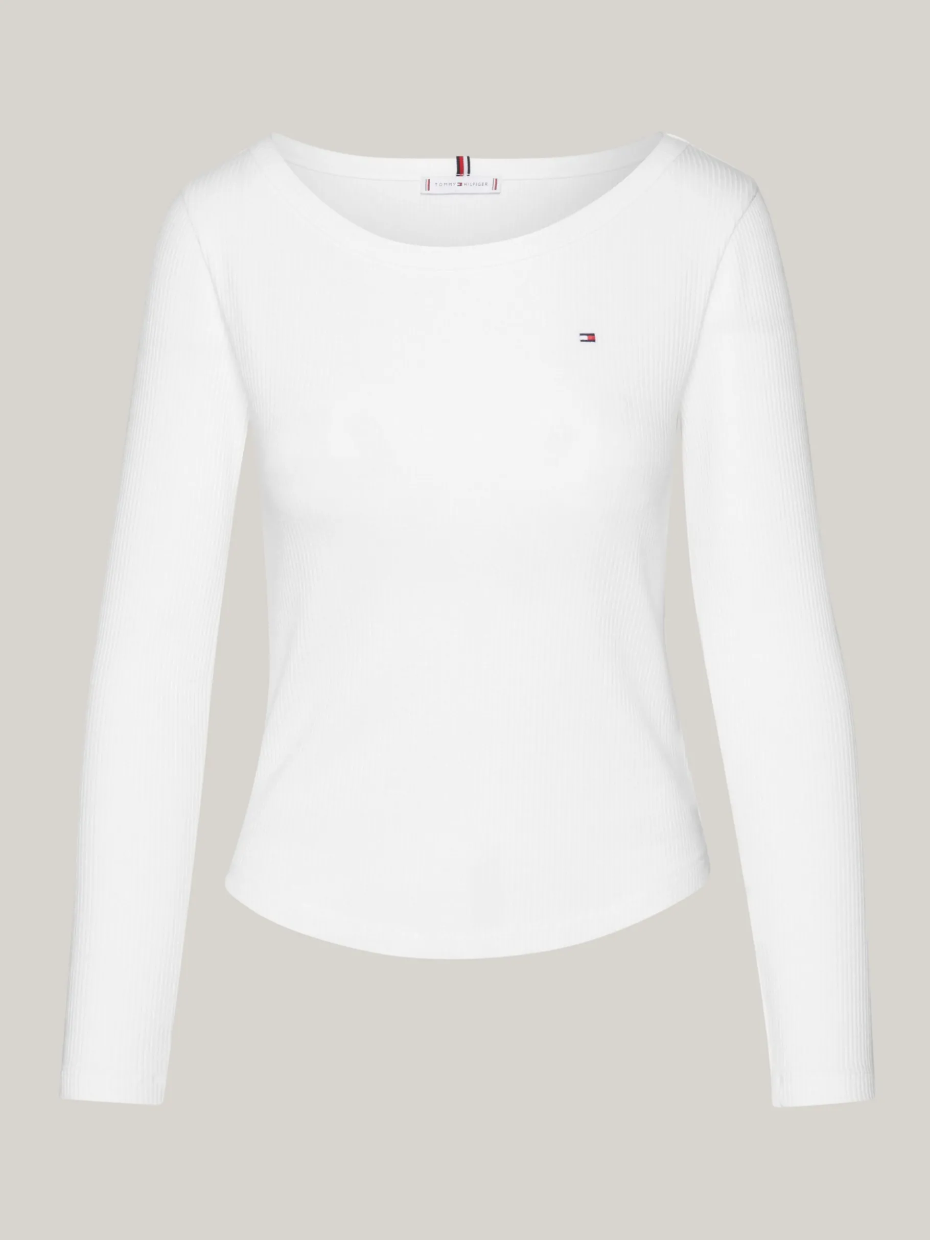 Tommy Hilfiger Geripptes Slim Fit Langarmshirt ECRU Store