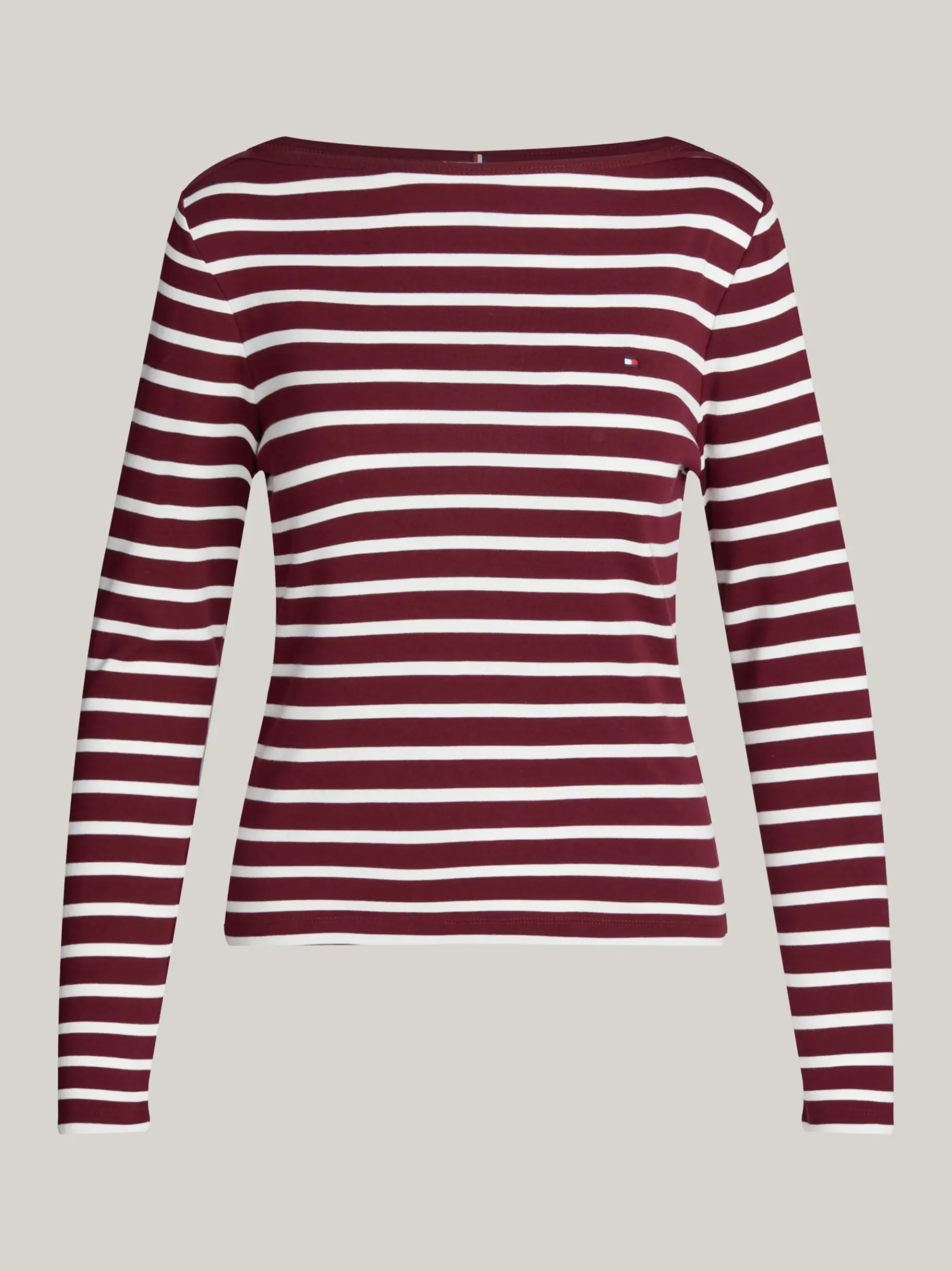 Tommy Hilfiger Geripptes Slim Fit Langarmshirt BRETON STP DEEP ROUGE/ECRU Store