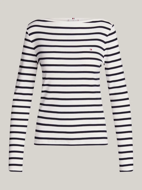 Tommy Hilfiger Geripptes Slim Fit Langarmshirt BRETON ECRU/DESERT SKY Flash Sale