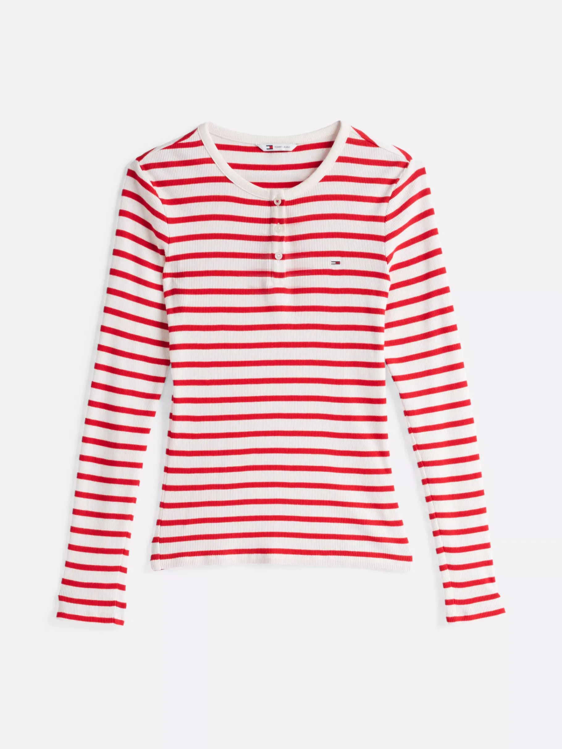 Tommy Hilfiger Geripptes Slim Fit Langarmshirt RED/WHITE SRIPE Store