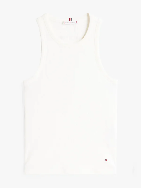 Tommy Hilfiger Geripptes Slim Fit Tanktop ECRU Cheap