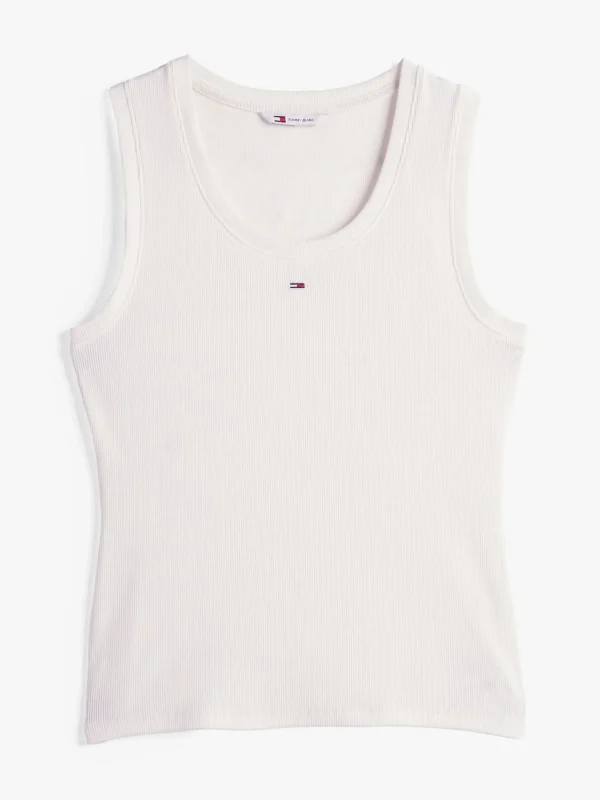 Tommy Hilfiger Geripptes Slim Fit Tanktop ECRU Clearance