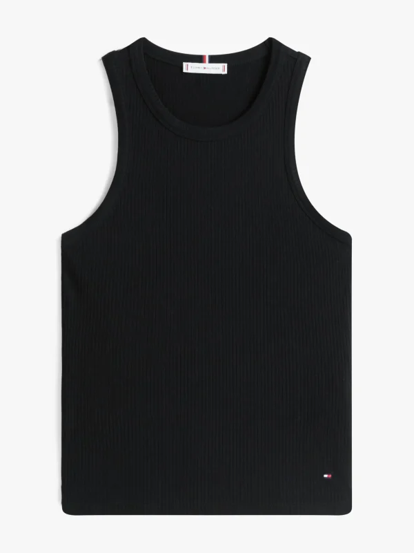 Tommy Hilfiger Geripptes Slim Fit Tanktop BLACK Cheap
