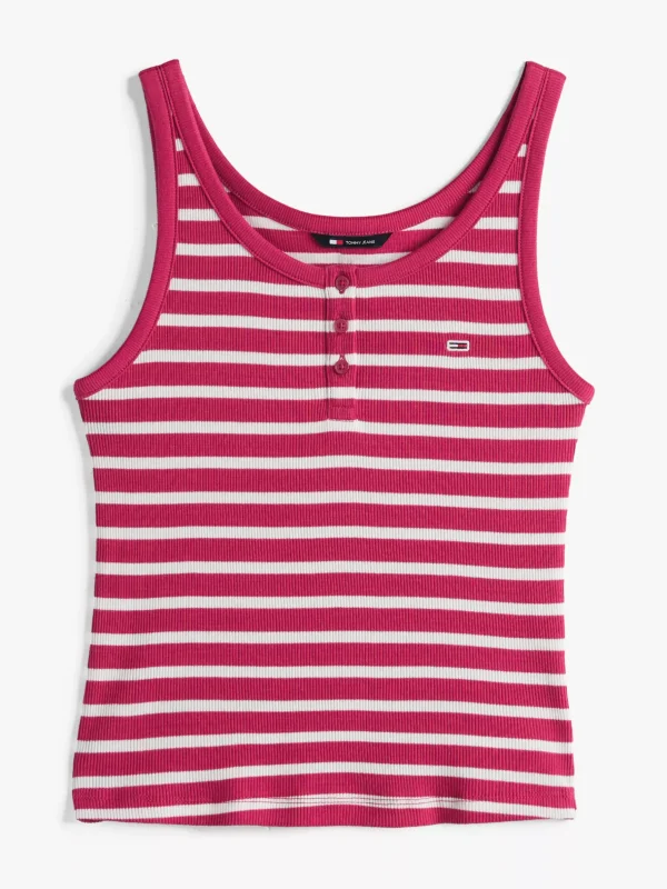 Tommy Hilfiger Geripptes Slim Fit Tanktop BRILLIANT BERRY / STRIPE Discount