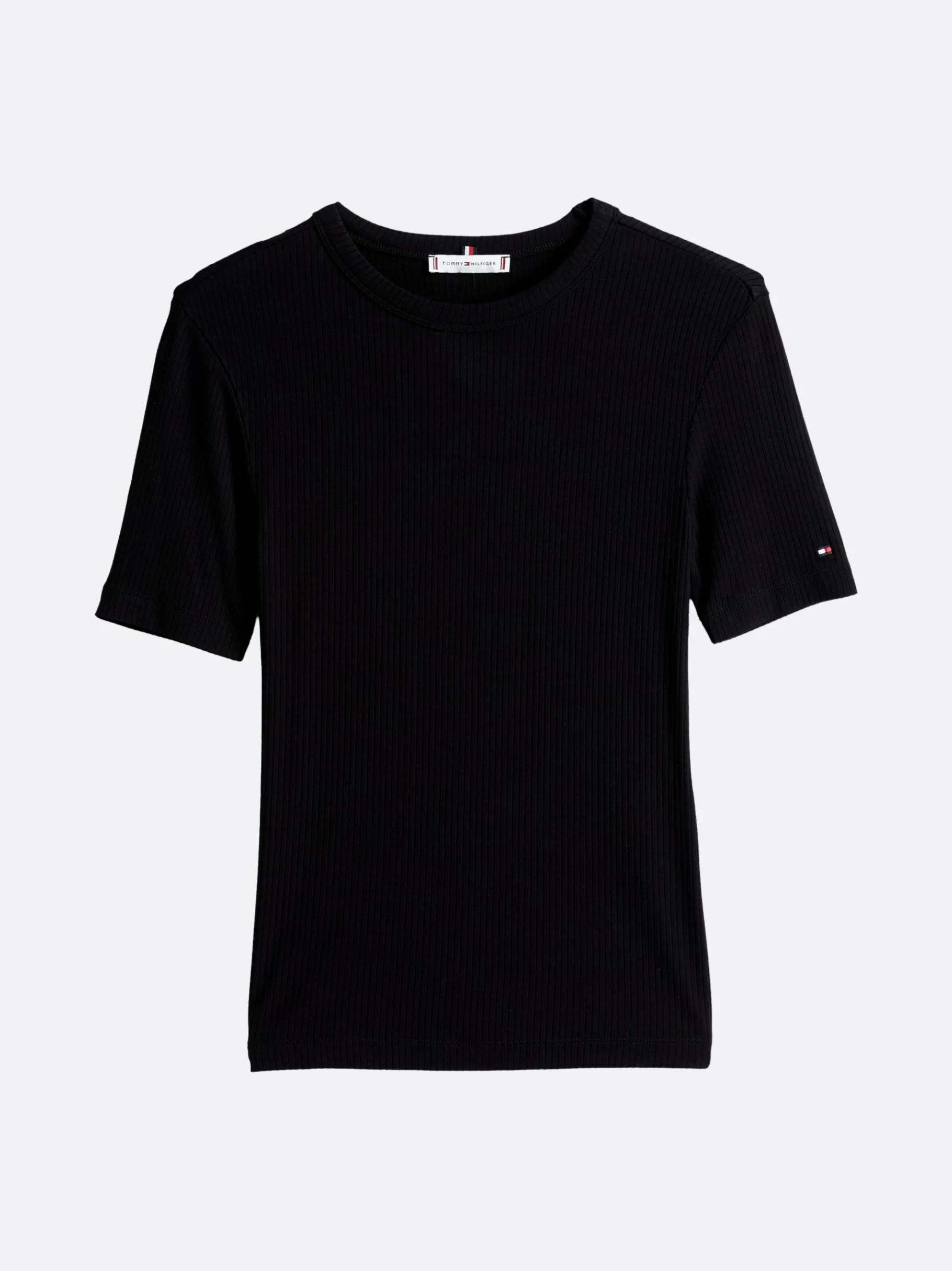 Tommy Hilfiger Geripptes Slim Fit T-Shirt BLACK Flash Sale