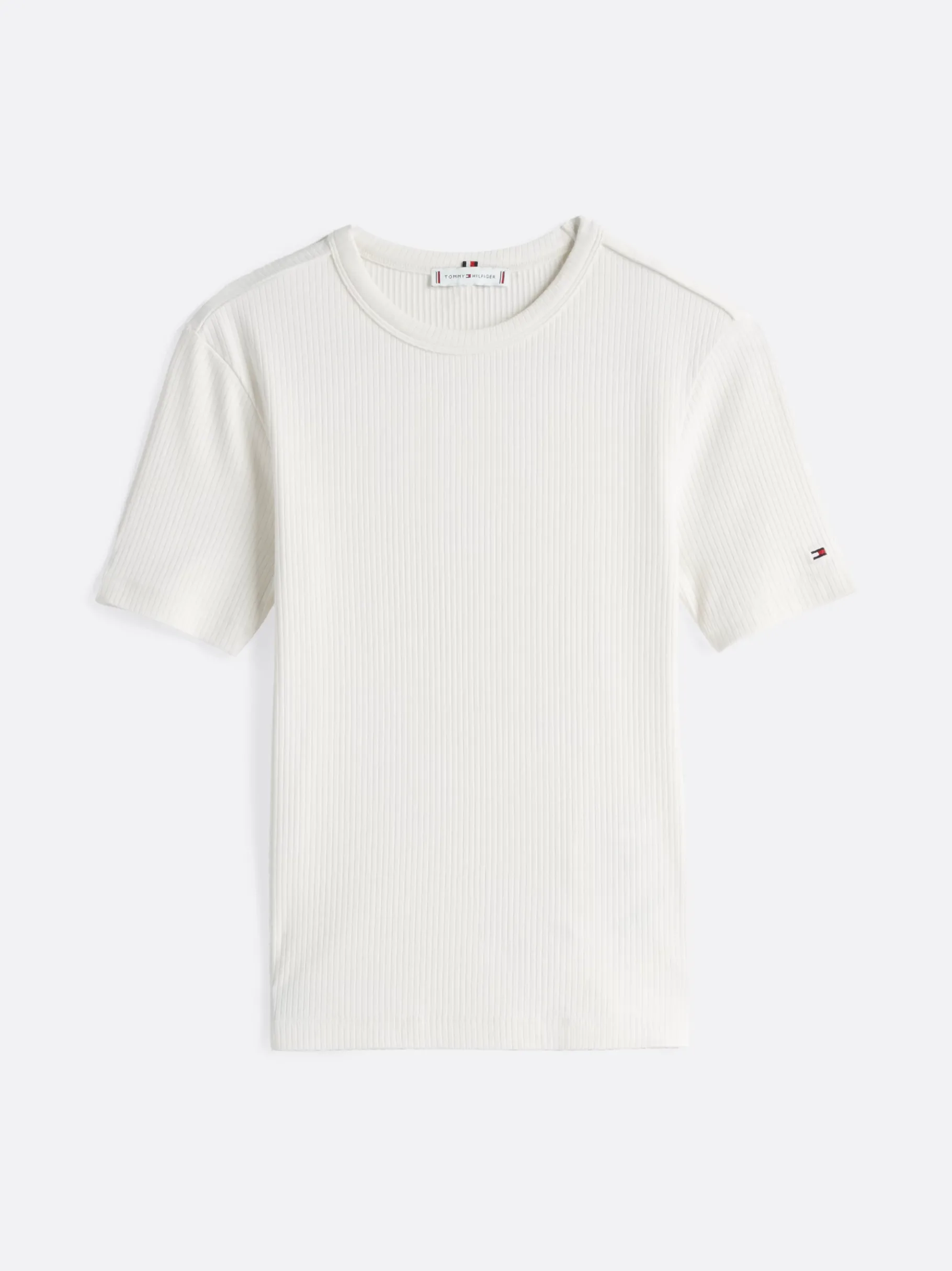 Tommy Hilfiger Geripptes Slim Fit T-Shirt CALICO Cheap