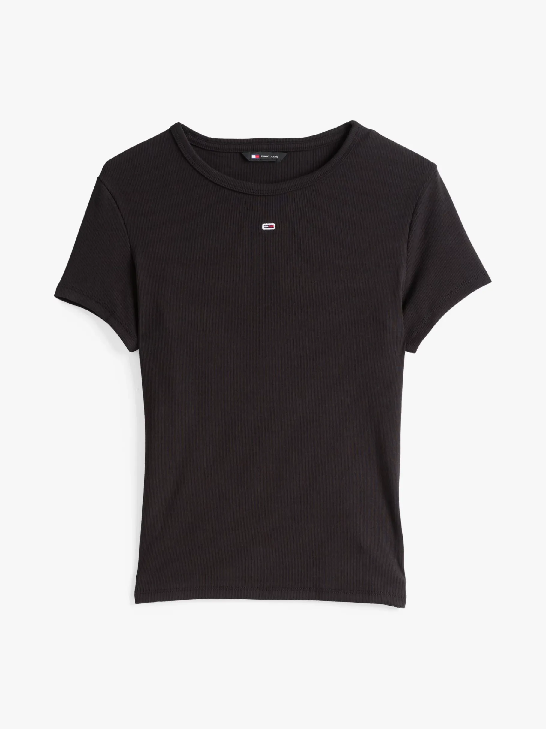 Tommy Hilfiger Geripptes Slim Fit T-Shirt BLACK Cheap
