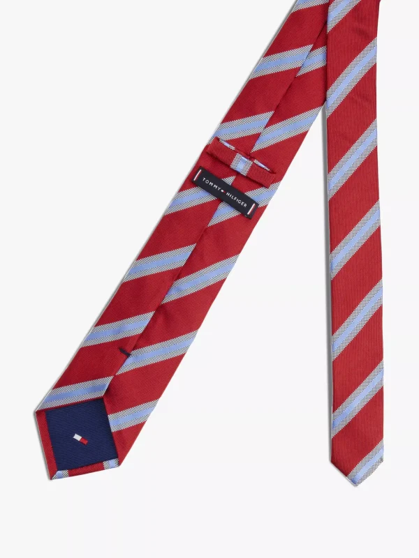 Tommy Hilfiger Gestreifte Krawatte aus reiner Seide PRIMARY RED STRIPE Online