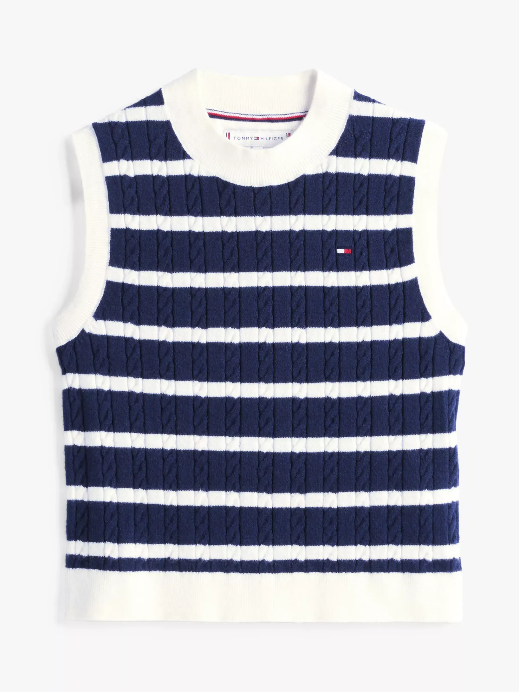 Tommy Hilfiger Gestreifte Zopfstrick-Pullunder DARK NIGHT NAVY STRIPES Discount