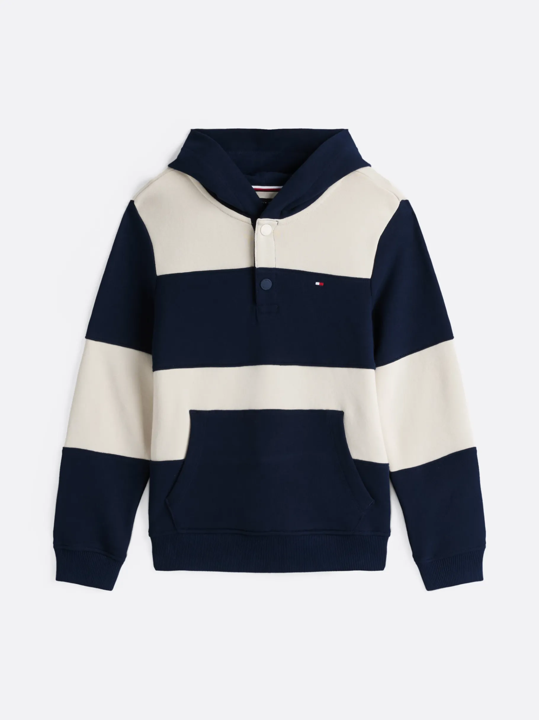 Tommy Hilfiger Gestreifter Hoodie mit Druckknöpfen DARK NIGHT CLASSIC BEIGE STRIPE Outlet