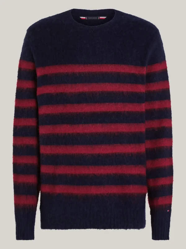 Tommy Hilfiger Gestreifter Relaxed Fit Pullover mit Alpaka DESERT SKY/ ROUGE Discount