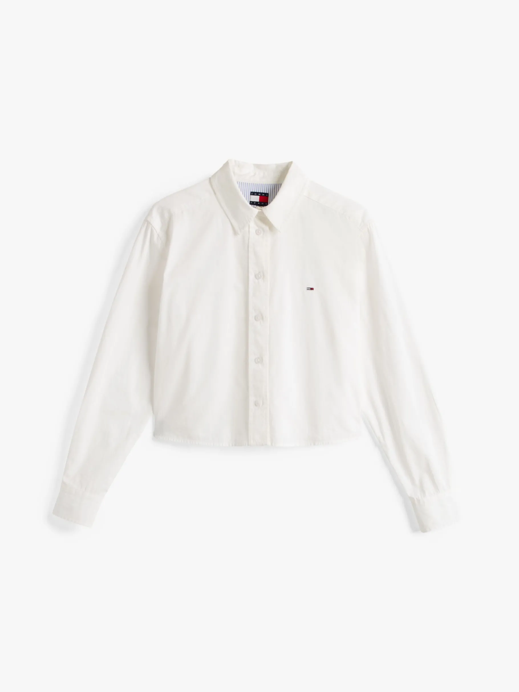 Tommy Hilfiger Gestreiftes Cropped Relaxed Fit Popeline-Hemd ECRU Best