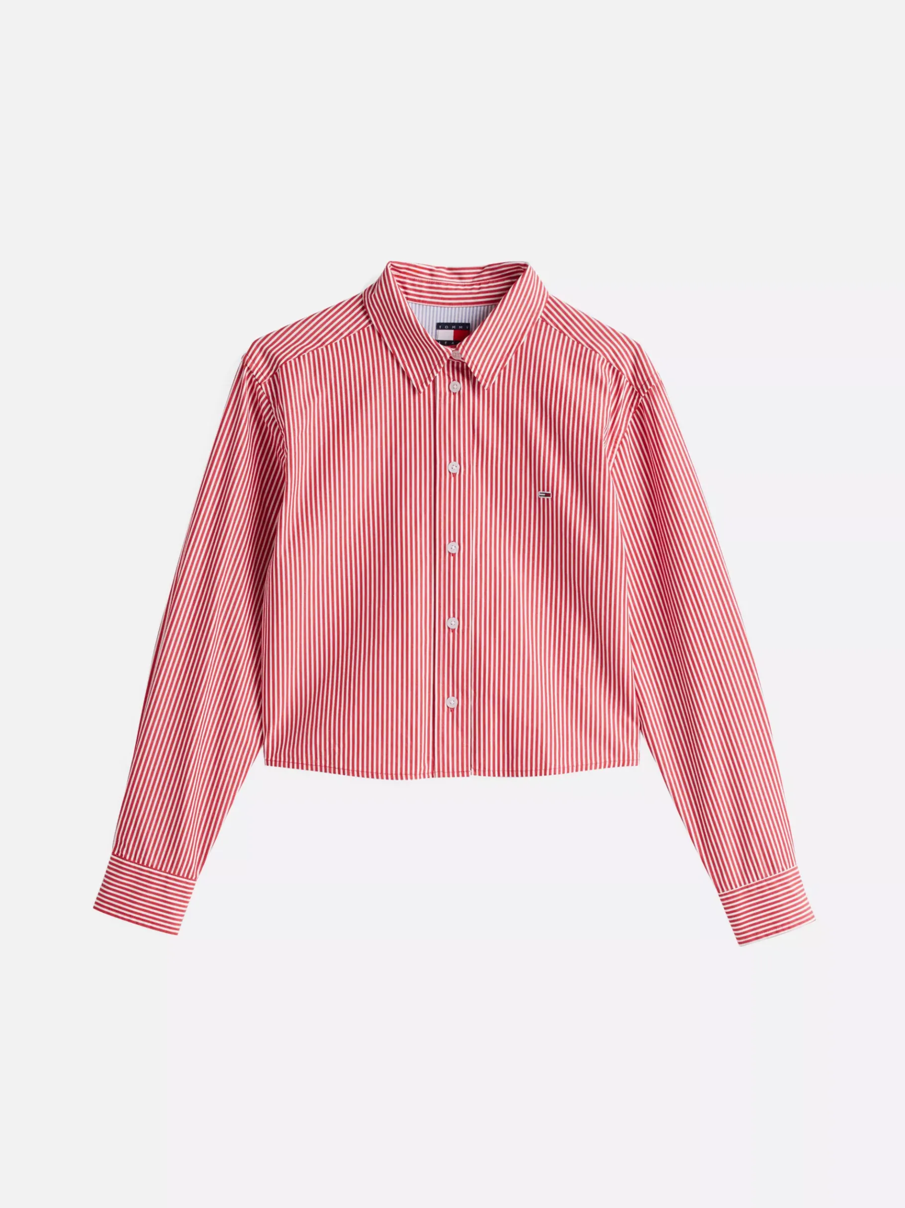 Tommy Hilfiger Gestreiftes Cropped Relaxed Fit Popeline-Hemd RED/WHITE SRIPE Shop