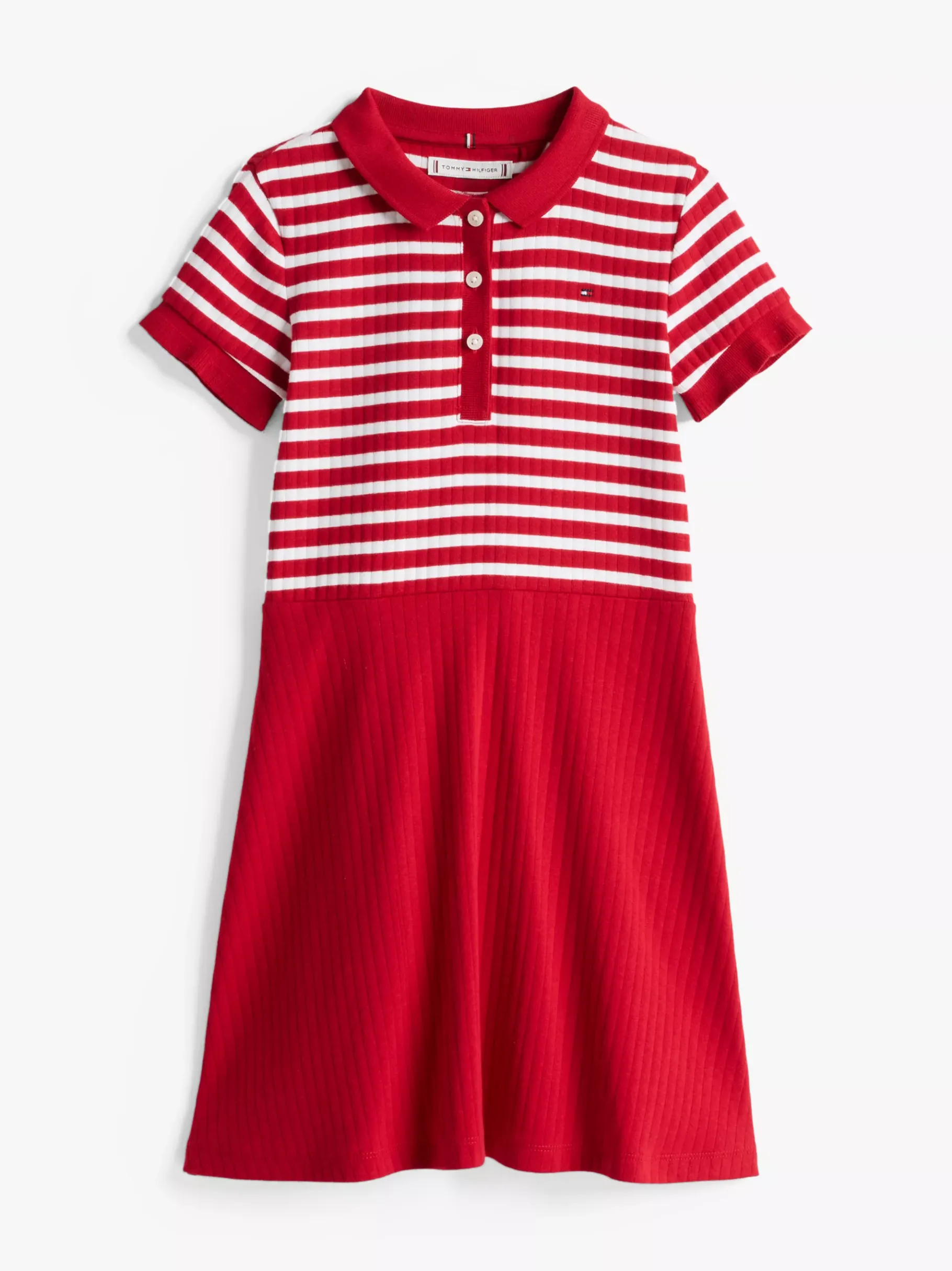 Tommy Hilfiger Gestreiftes Polokleid im Skater-Stil PRIMARY RED Clearance