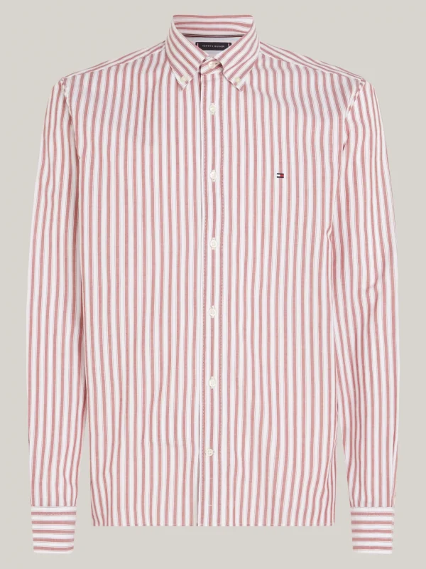 Tommy Hilfiger Gestreiftes Regular Fit Popeline-Hemd DARK MAGMA / OPTIC WHITE Store