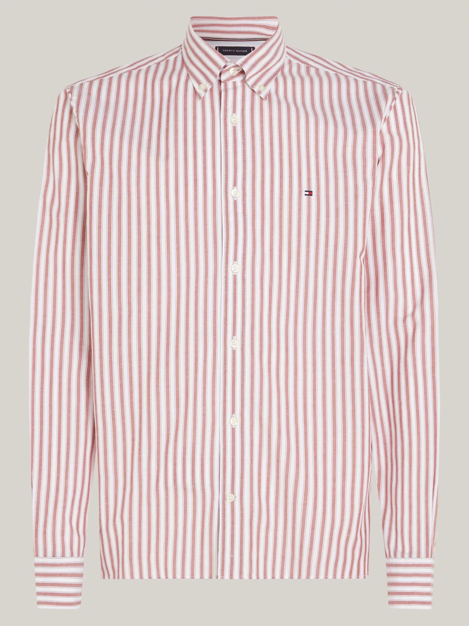 Tommy Hilfiger Gestreiftes Regular Fit Popeline-Hemd DARK MAGMA / OPTIC WHITE Store