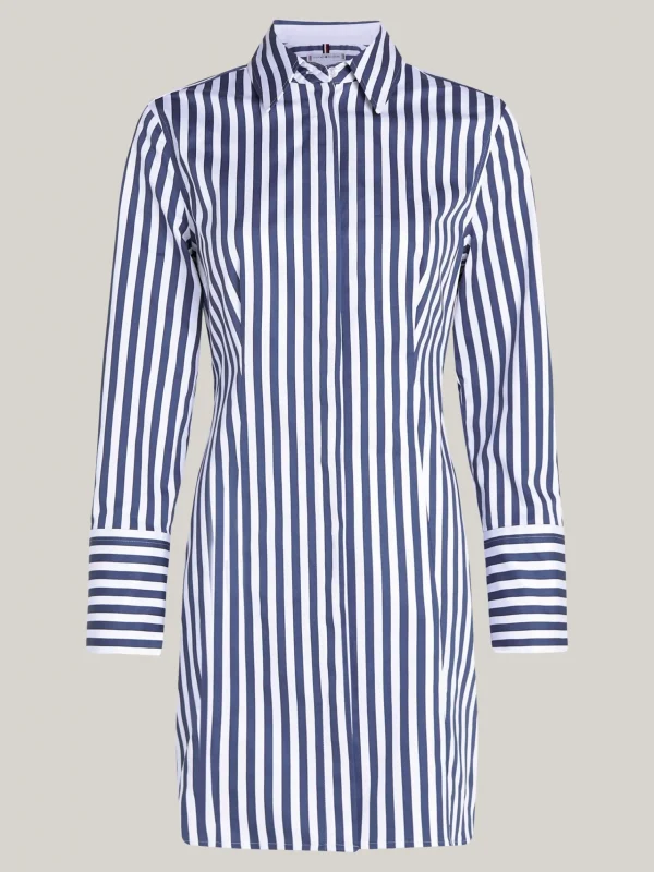 Tommy Hilfiger Gestreiftes Skinny Fit Mini-Hemdkleid BANKER STP ANCIENT/ DESERT SKY Clearance