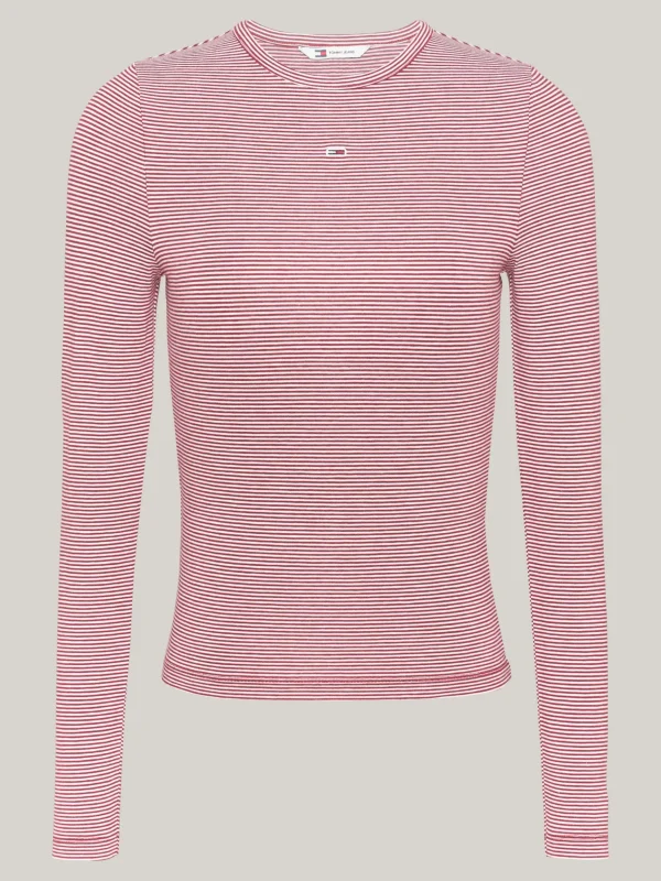 Tommy Hilfiger Gestreiftes Slim Fit Langarmshirt REGATTA RED / STRIPE Fashion