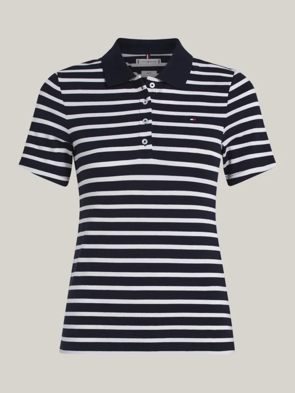 Tommy Hilfiger Gestreiftes Slim Fit Poloshirt BRETON DESERT SKY/ECRU Outlet