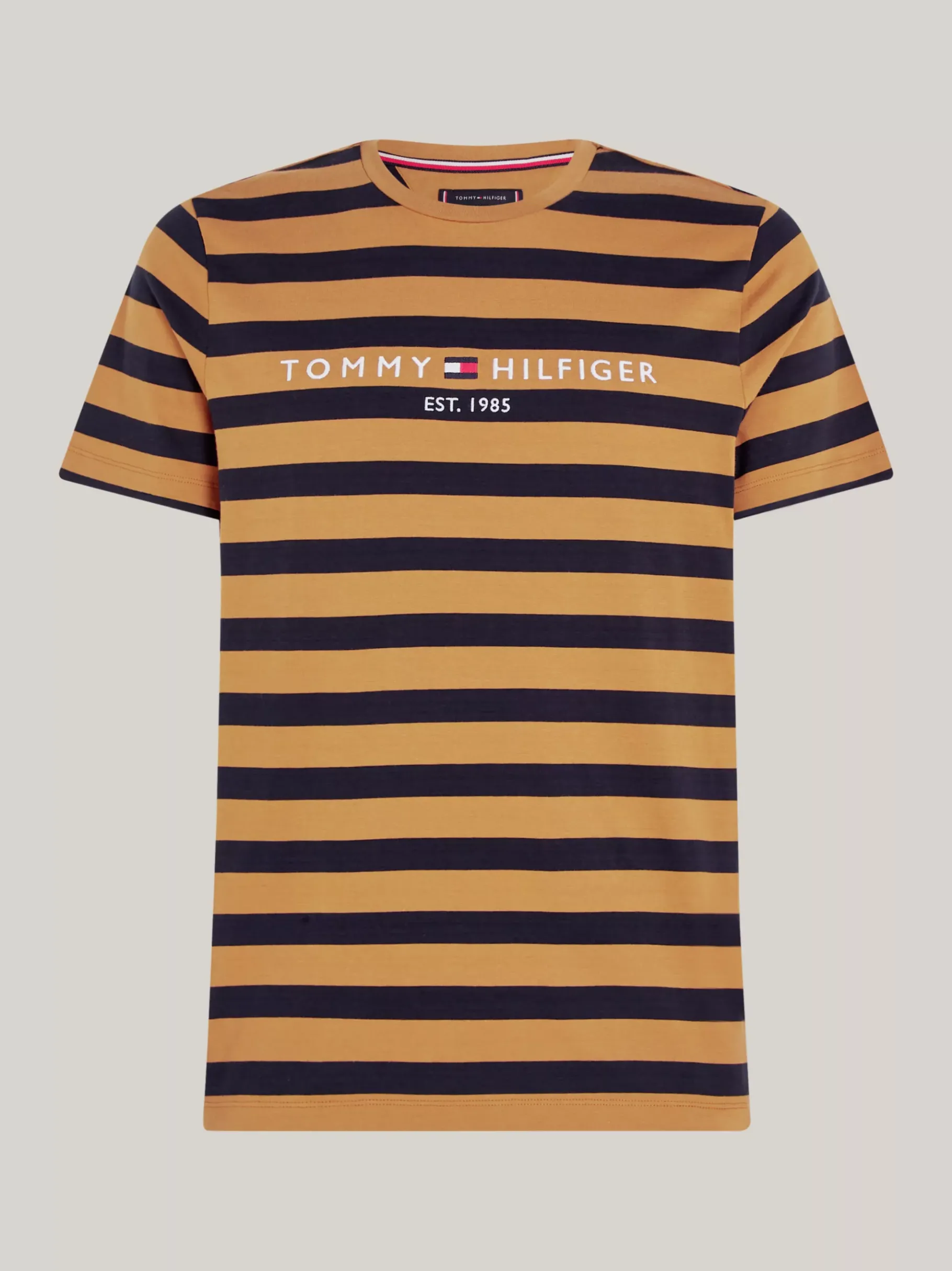 Tommy Hilfiger Gestreiftes Slim Fit T-Shirt mit Logo COUNTRY BROWN/DESERT SKY Best