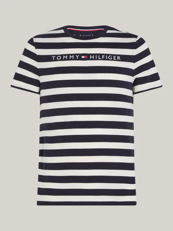 Tommy Hilfiger Gestreiftes Slim Fit T-Shirt mit Logo DESERT SKY / IVORY PETAL Cheap