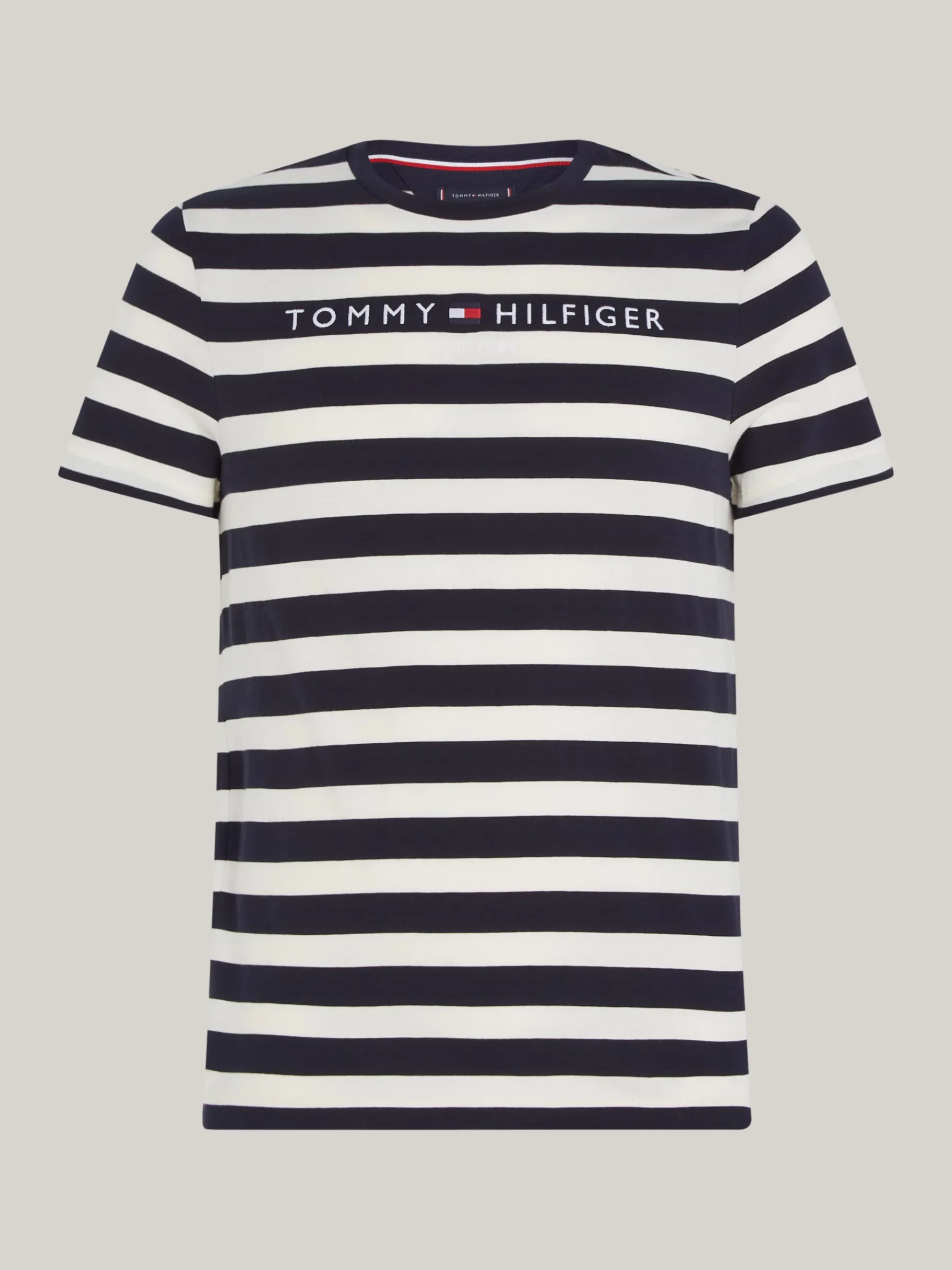 Tommy Hilfiger Gestreiftes Slim Fit T-Shirt mit Logo DESERT SKY / IVORY PETAL Cheap