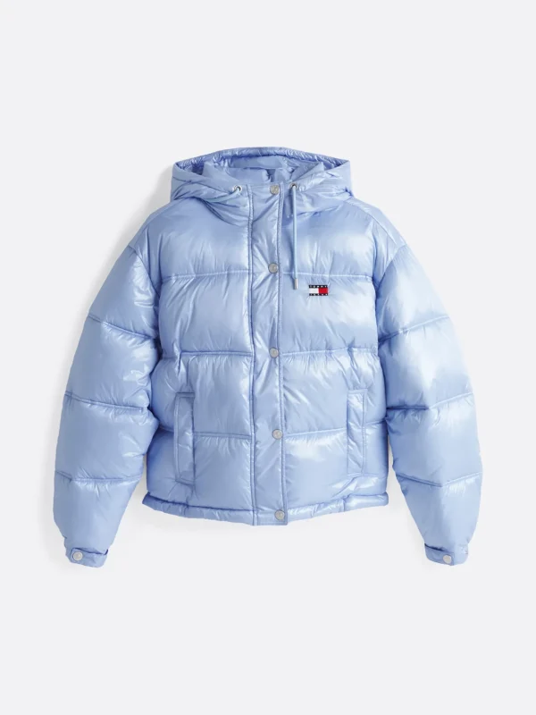 Tommy Hilfiger Glänzende Puffer-Jacke mit Kapuze SWEET BLUE Outlet