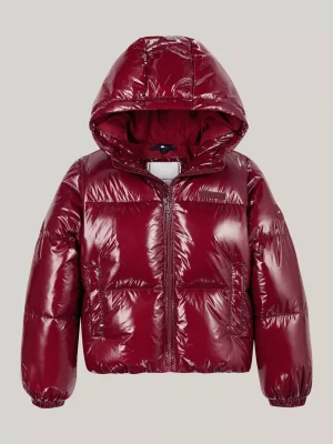 Tommy Hilfiger Glänzende Relaxed Fit Puffer-Jacke DEEP ROUGE Best Sale