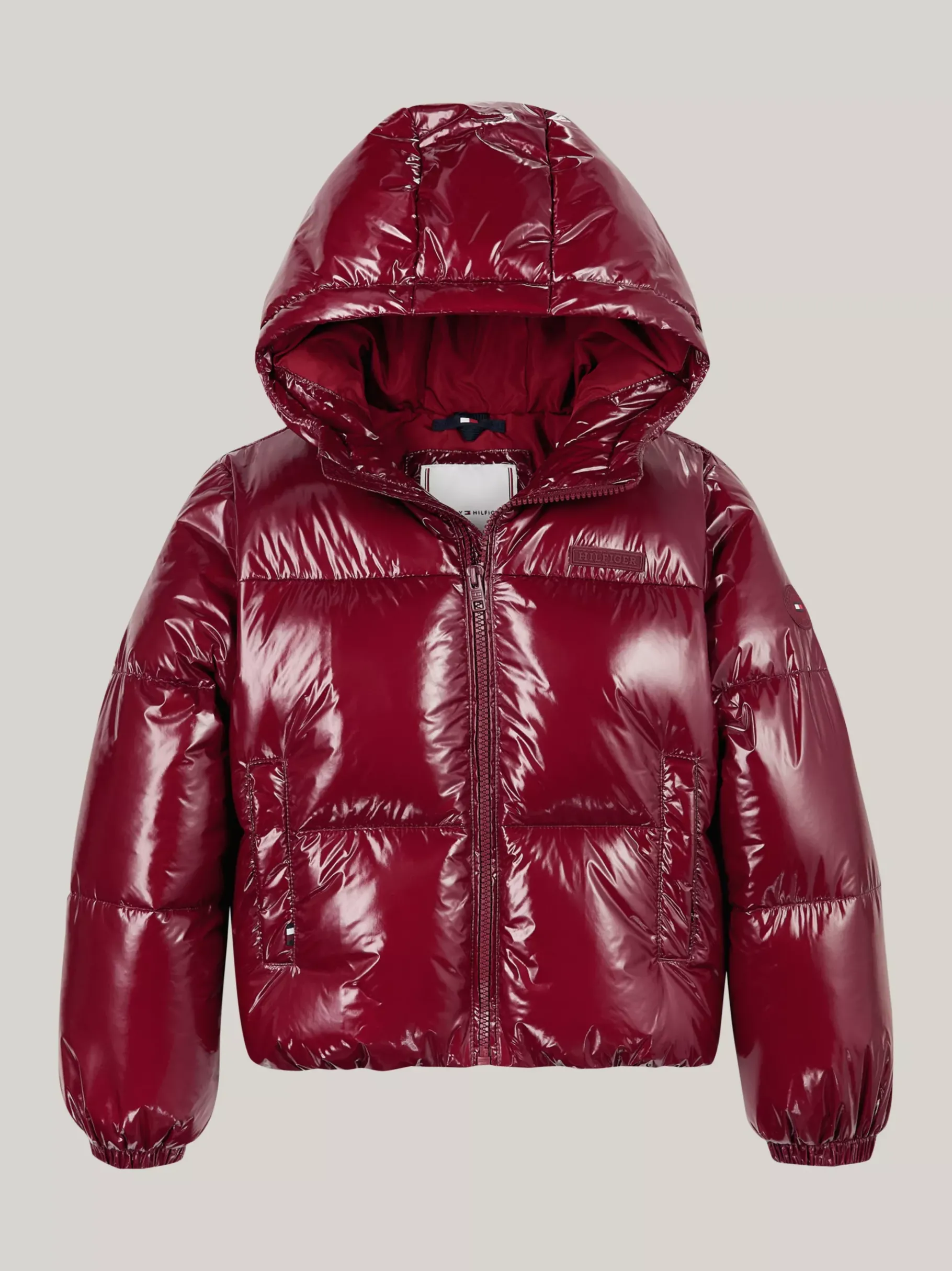 Tommy Hilfiger Glänzende Relaxed Fit Puffer-Jacke DEEP ROUGE Best Sale