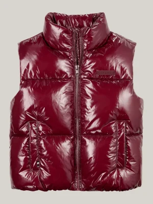 Tommy Hilfiger Glänzende Relaxed Fit Puffer-Weste DEEP ROUGE Sale