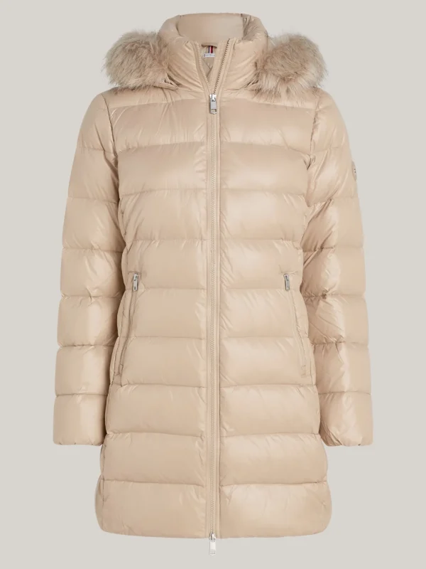 Tommy Hilfiger Glänzender daunengefüllter Puffermantel BEIGE Online
