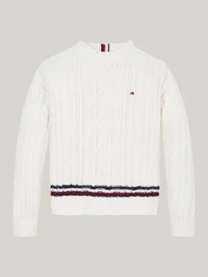 Tommy Hilfiger Global Stripe Chenille-Pullover IVORY PETAL Cheap