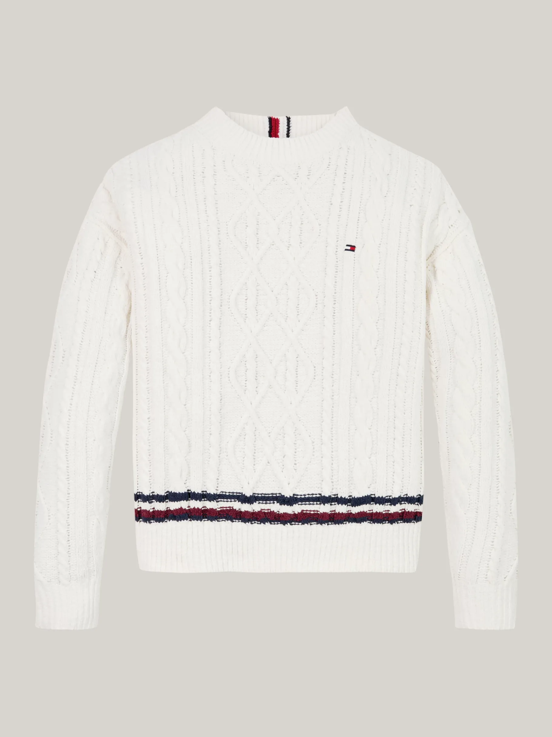 Tommy Hilfiger Global Stripe Chenille-Pullover IVORY PETAL Cheap