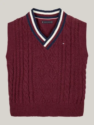 Tommy Hilfiger Global Stripe Chenille-Pullunder DEEP ROUGE Cheap