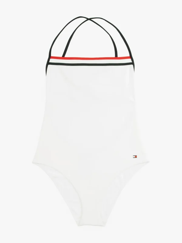 Tommy Hilfiger Global Stripe strukturierter Badeanzug WHITE Outlet