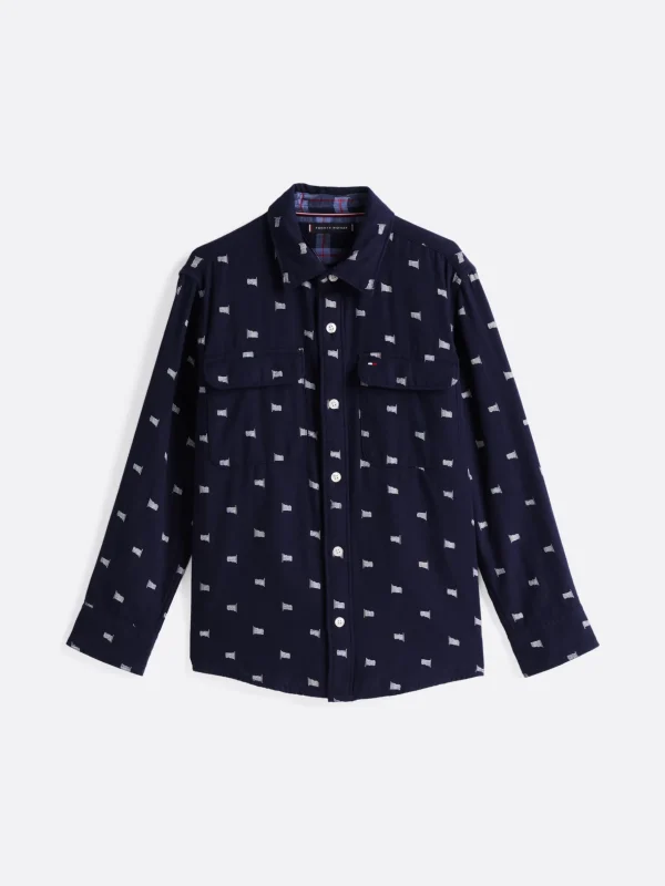 Tommy Hilfiger Hemd mit Flaggen-Print und Pattentaschen DARK NIGHT NAVY ALLOVER Cheap