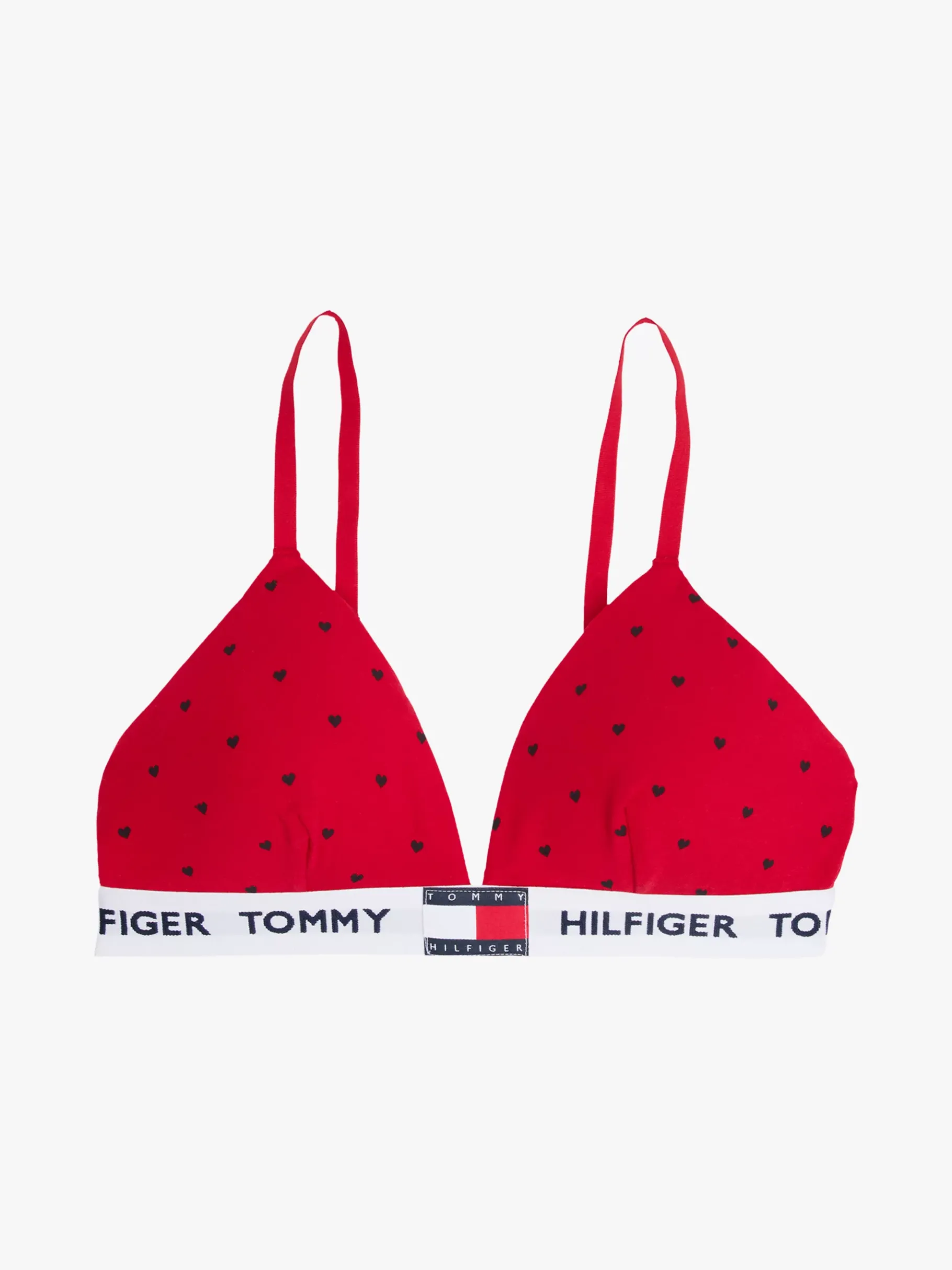 Tommy Hilfiger Heritage gepolsterter Triangel-BH ohne Bügel PINSTRIPE HEARTS PRIMARY RED AOP Outlet