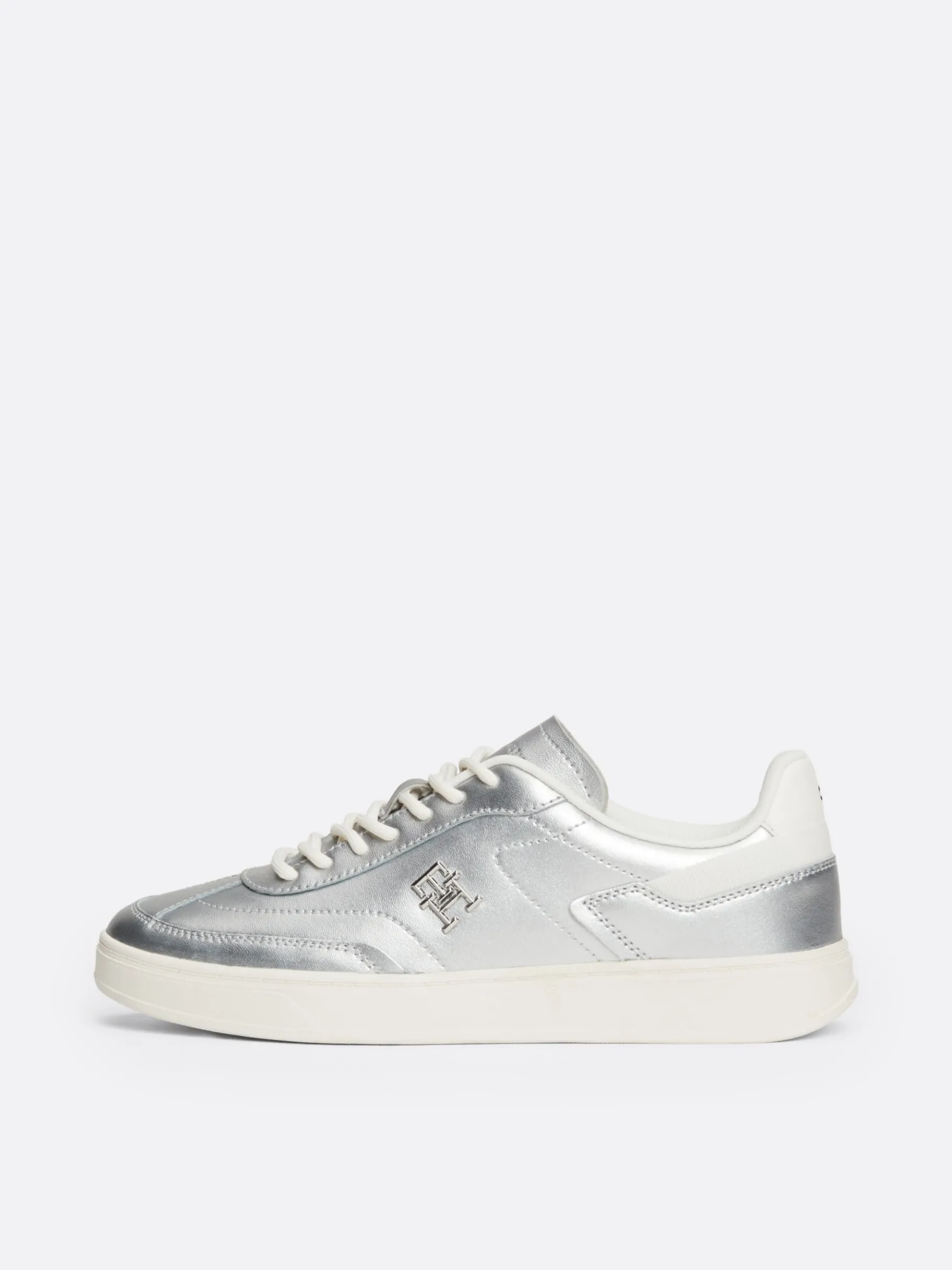Tommy Hilfiger Heritage Leder-Sneaker mit Metallic-Finish SILVER Hot